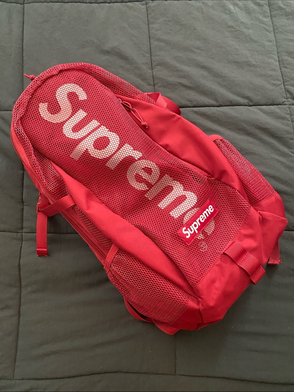 Supreme Red Mesh Logo Backpack
